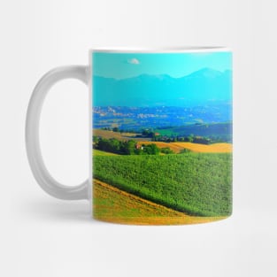 View in Montelupone with hills, fields and trees full of colors and the Sibillini Mug